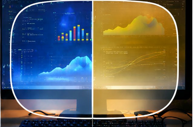 Lens showing with and without blue light blocking