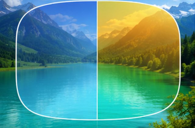 Lens showing the difference with and without a colour tint
