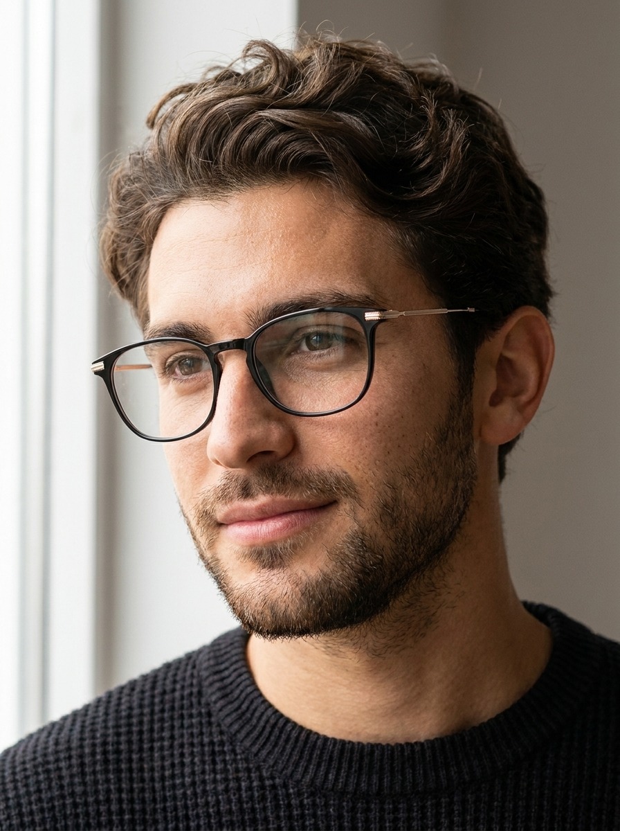 Model wearing Adrian glasses