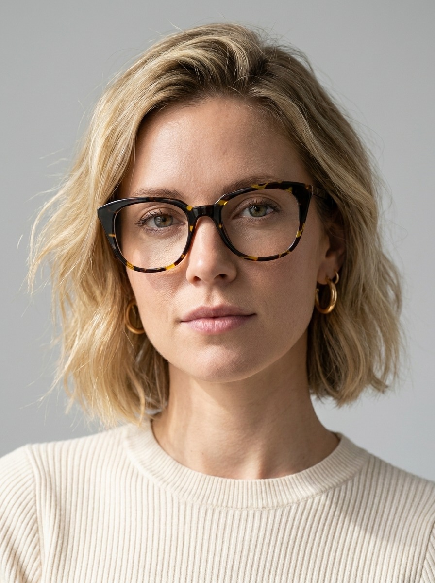 Model wearing Adrianna glasses