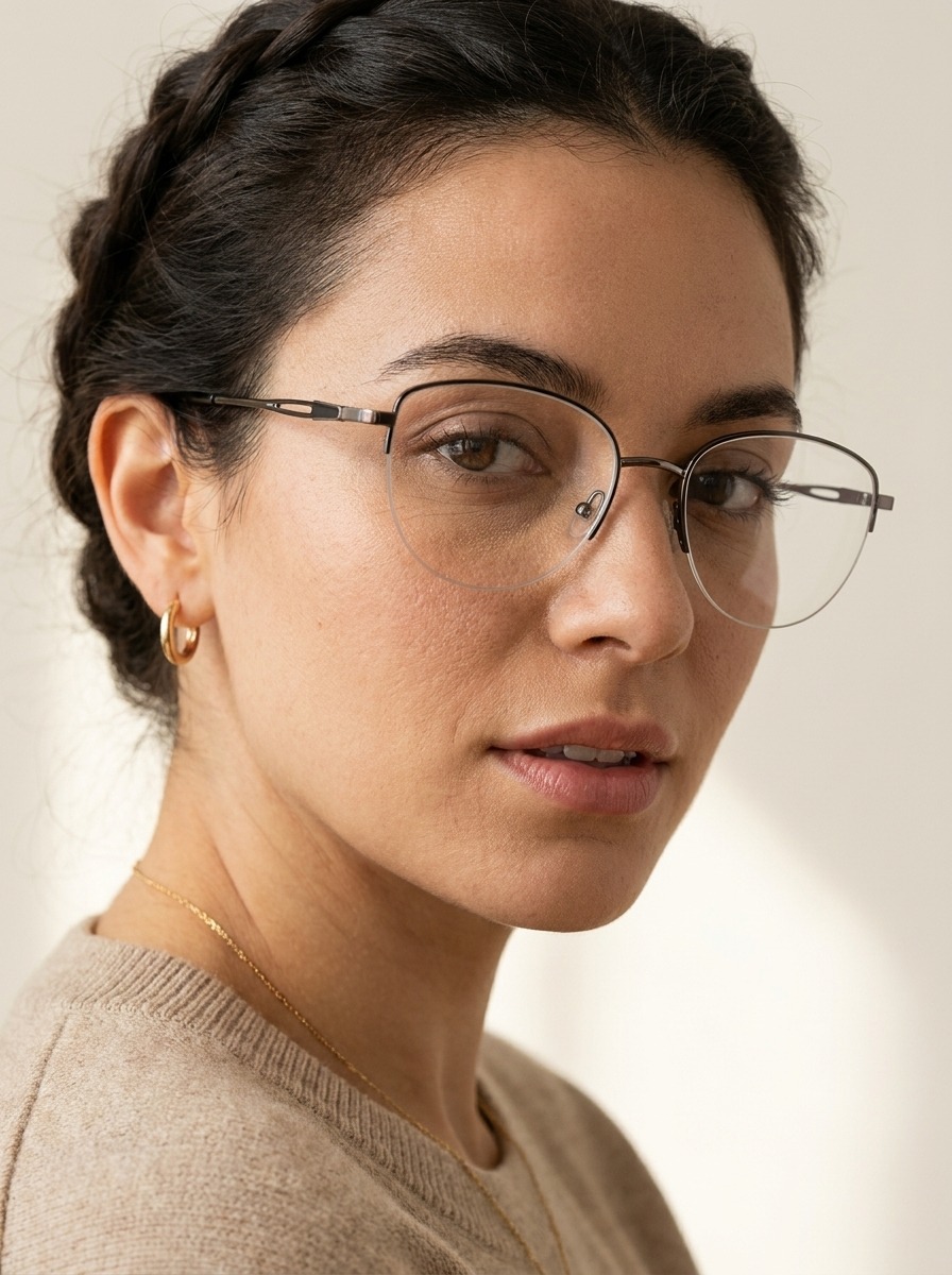 Model wearing Aisha glasses