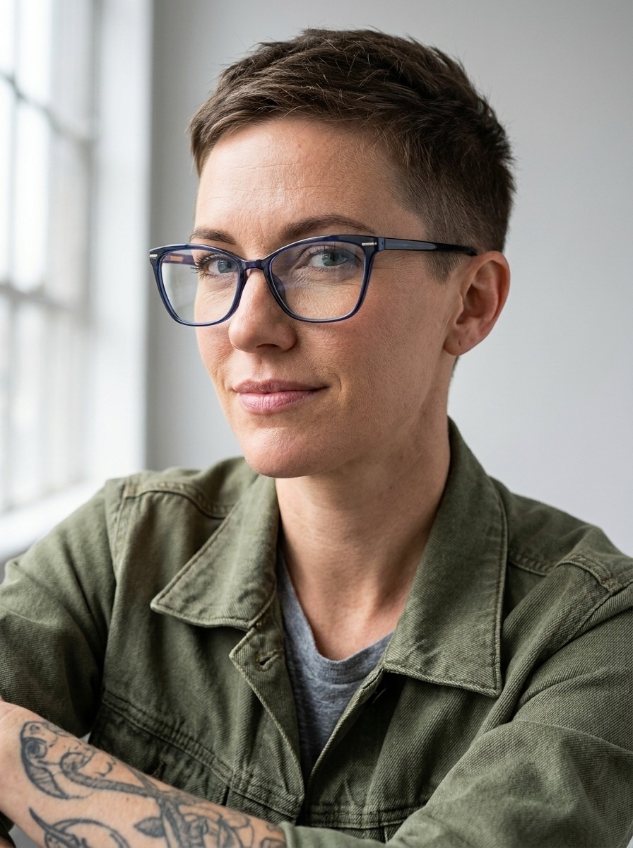 Model wearing Aria glasses