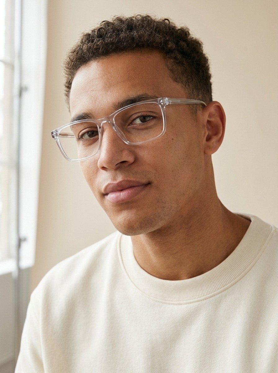 Man wearing Barnie glasses