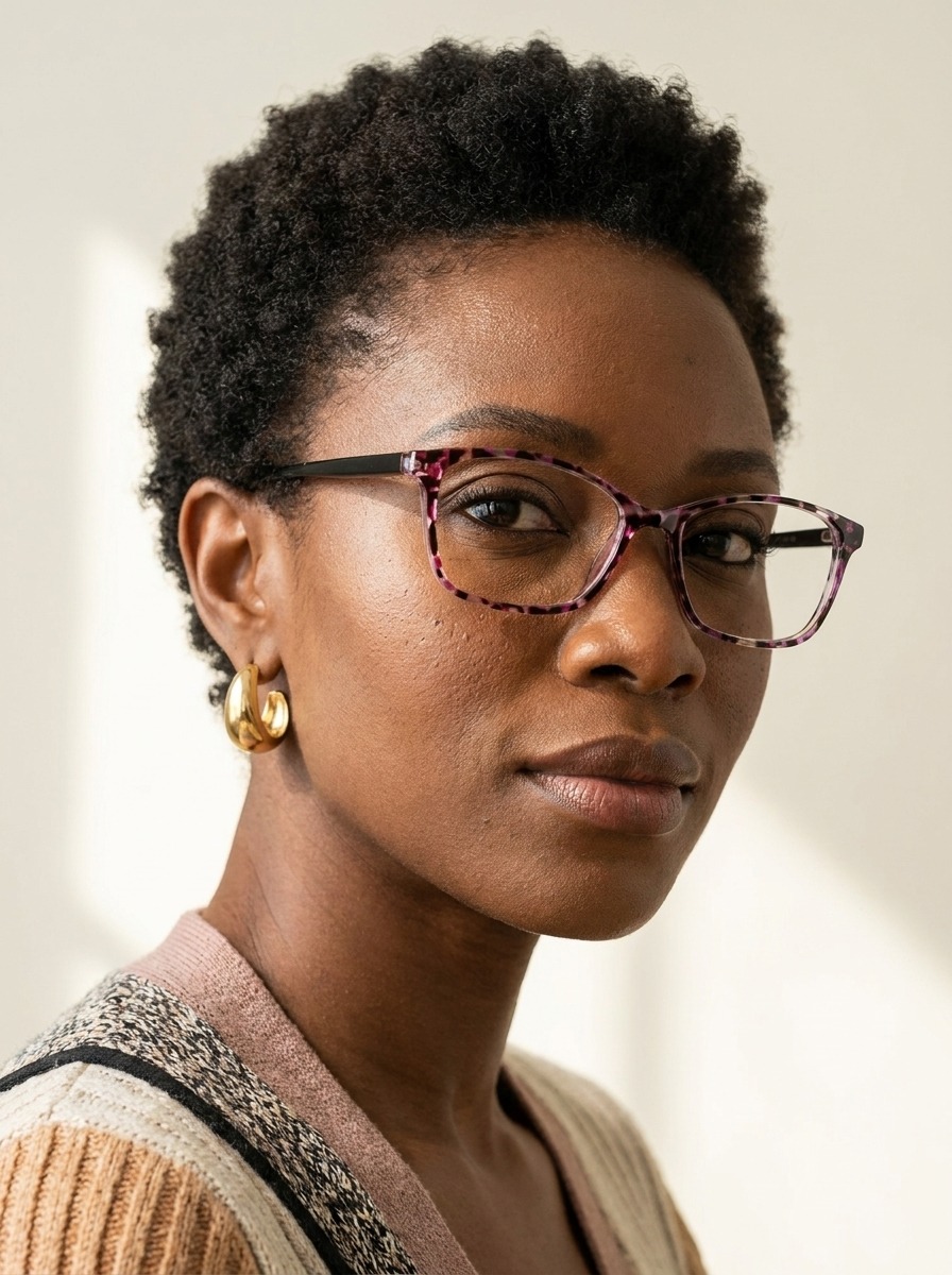Model wearing Beatrice glasses