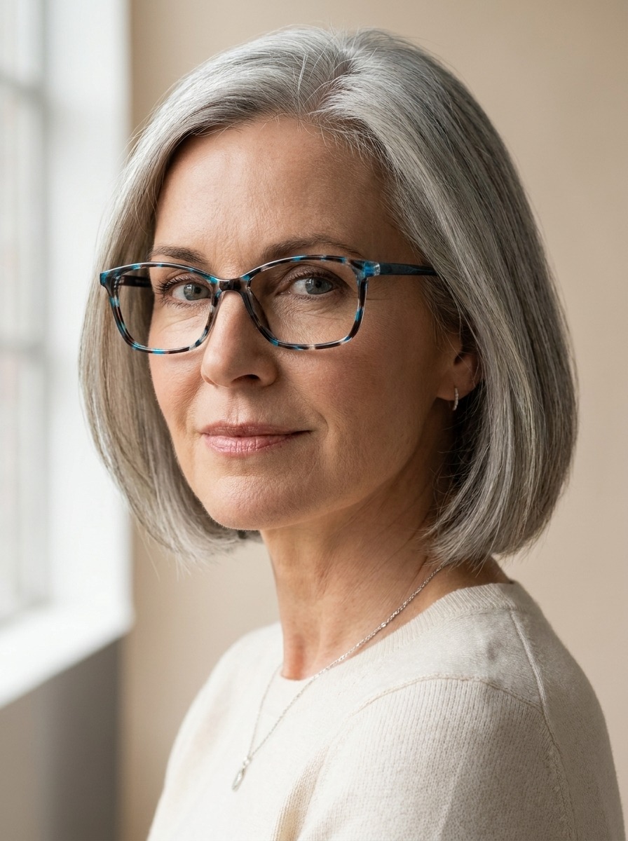 Model wearing Beatrice glasses