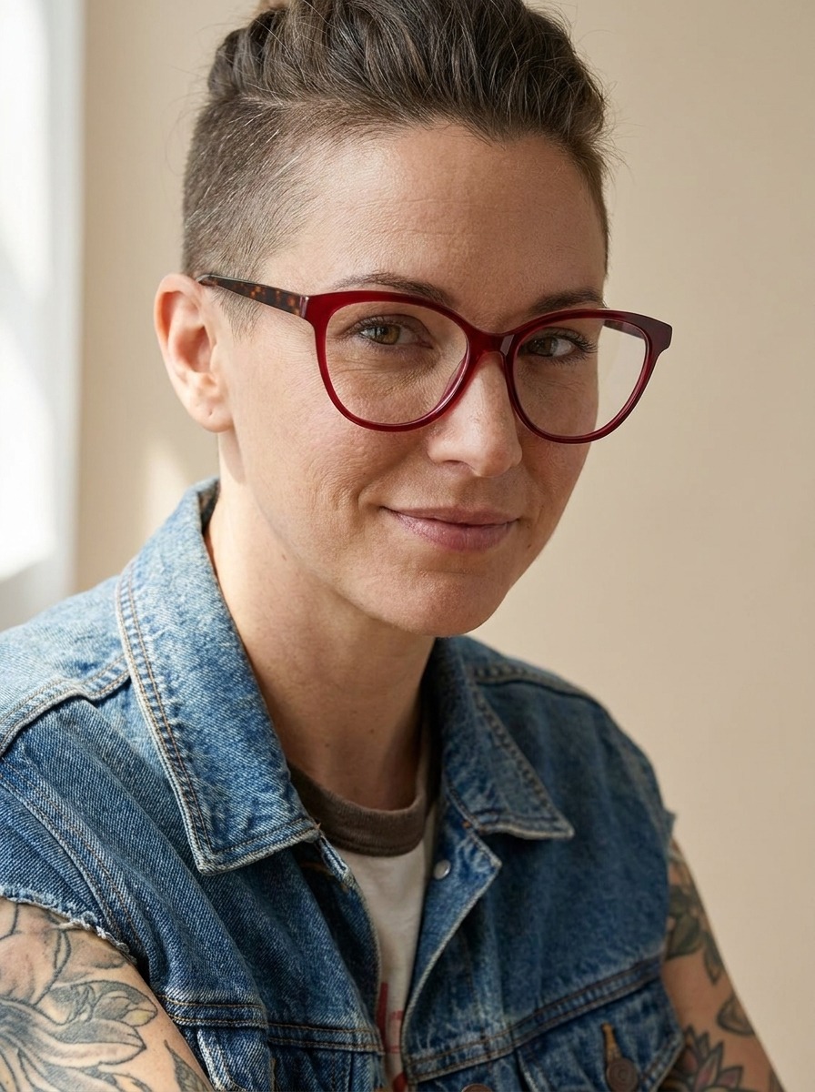 Model wearing Camy glasses