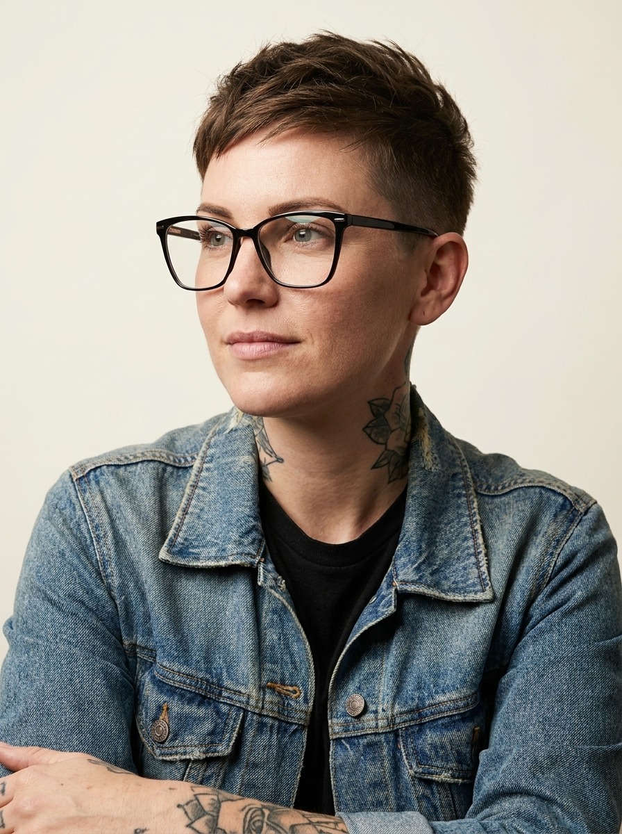 Model wearing Carley glasses