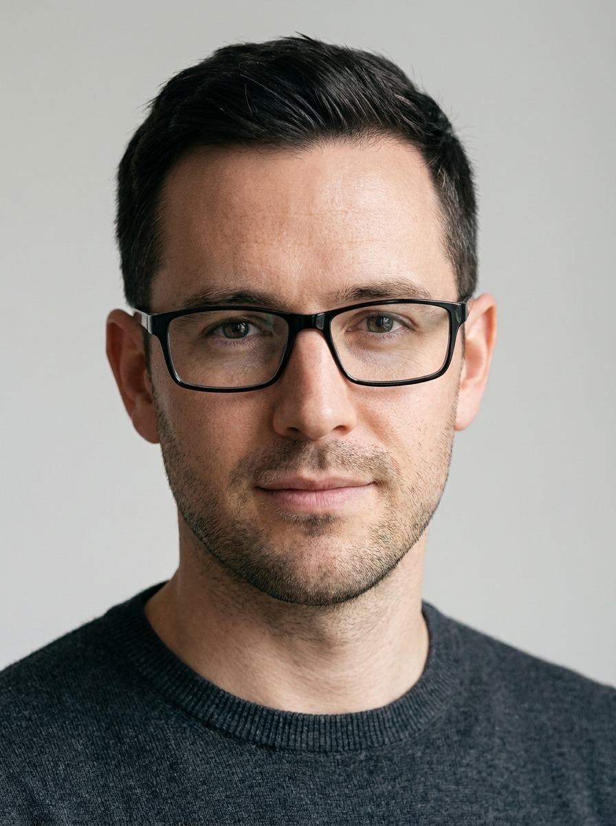 Man wearing Duke glasses