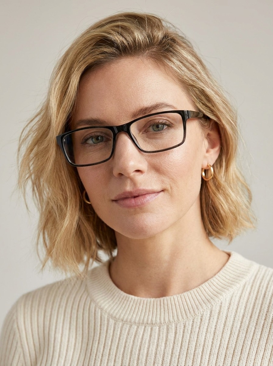 Model wearing Duke glasses