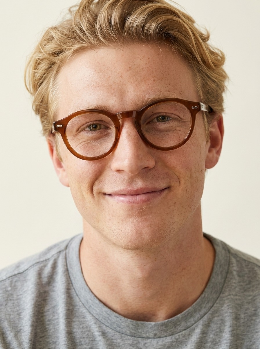 Model wearing Edward glasses