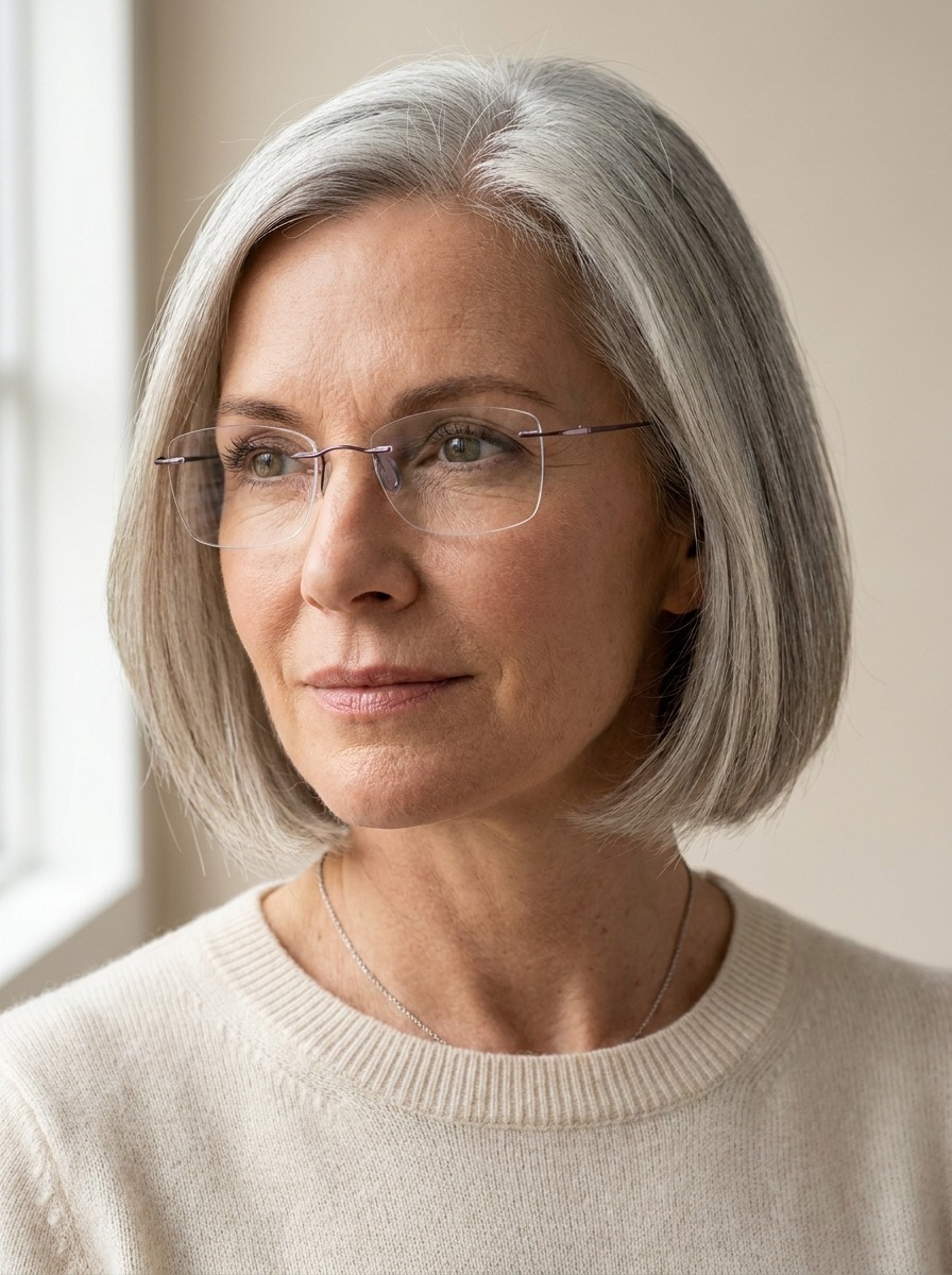 Model wearing Elise glasses