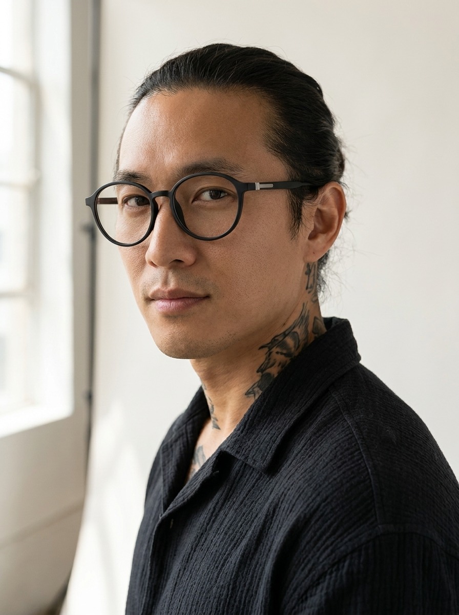 Model wearing Elvis glasses
