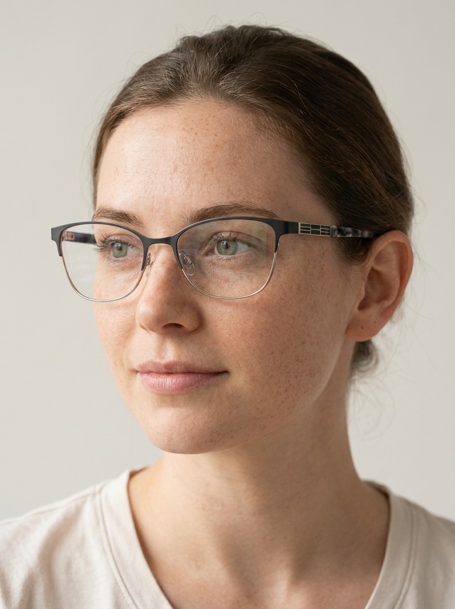 Model wearing Evelyn glasses