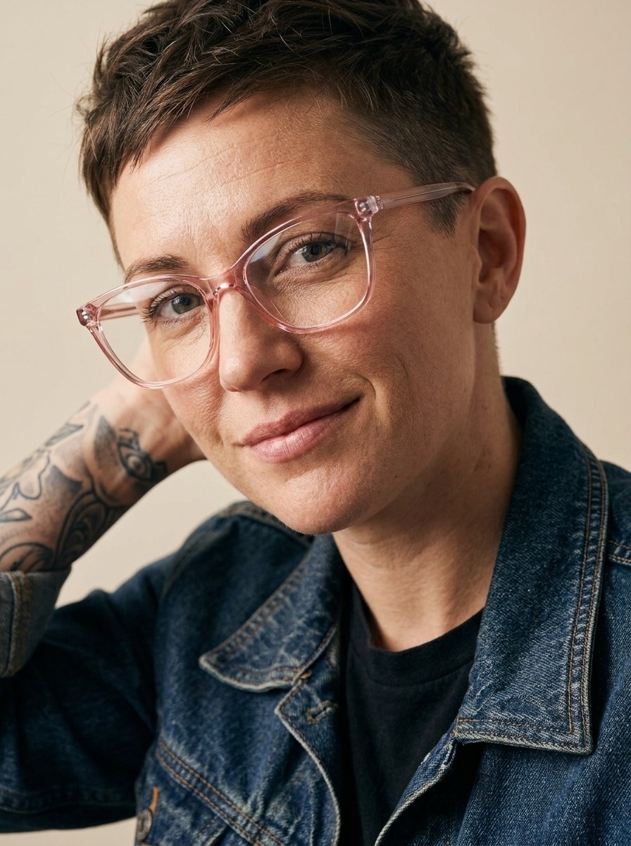 Model wearing Ezra glasses