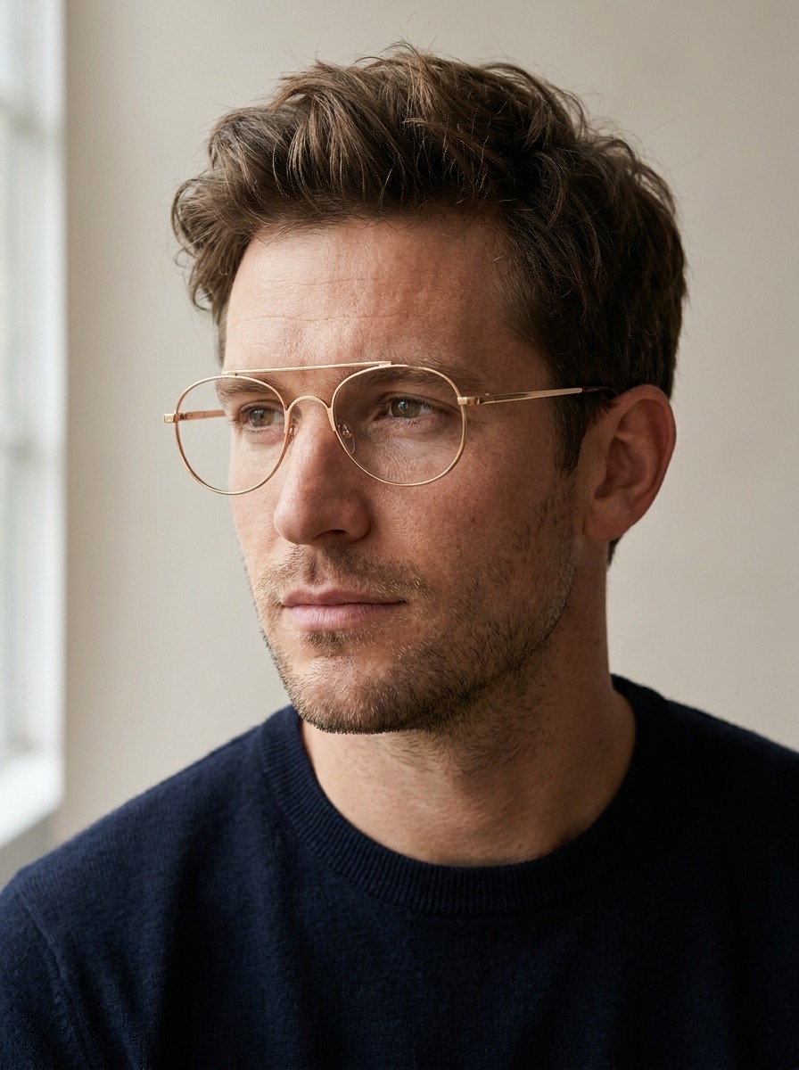 Model wearing Gregory glasses