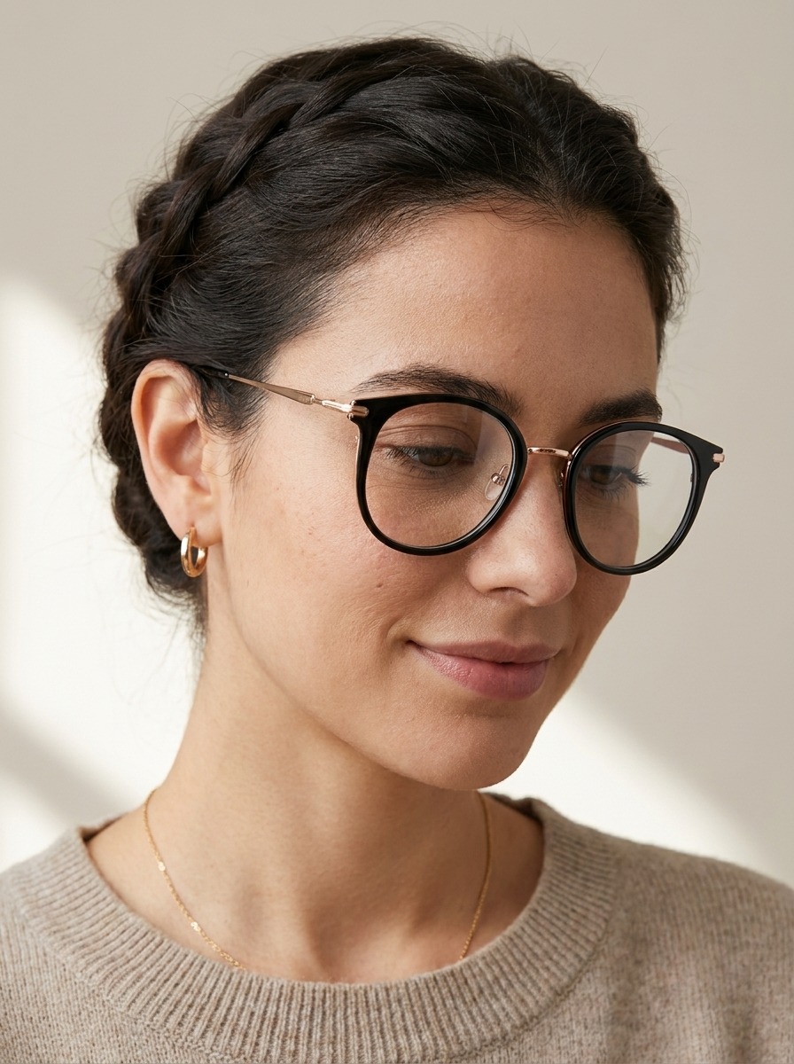 Model wearing Hank glasses