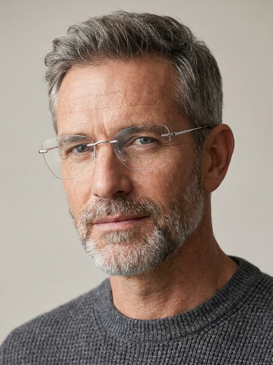 Model wearing Eamon glasses