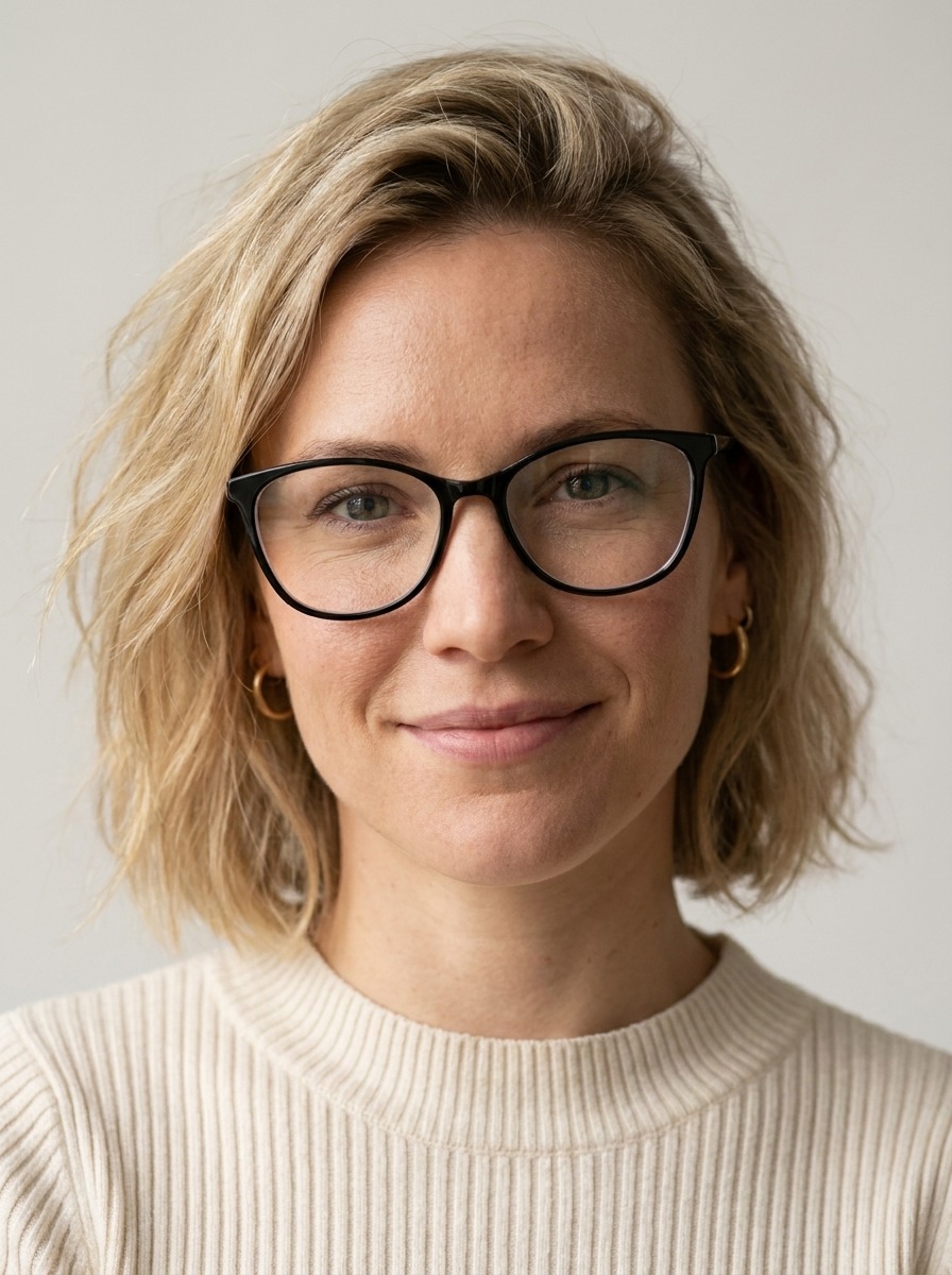 Model wearing Fraya glasses