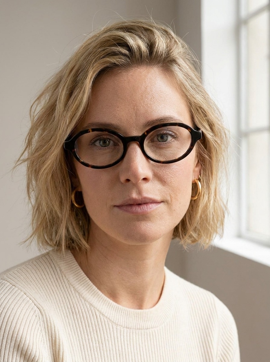Model wearing Halle glasses