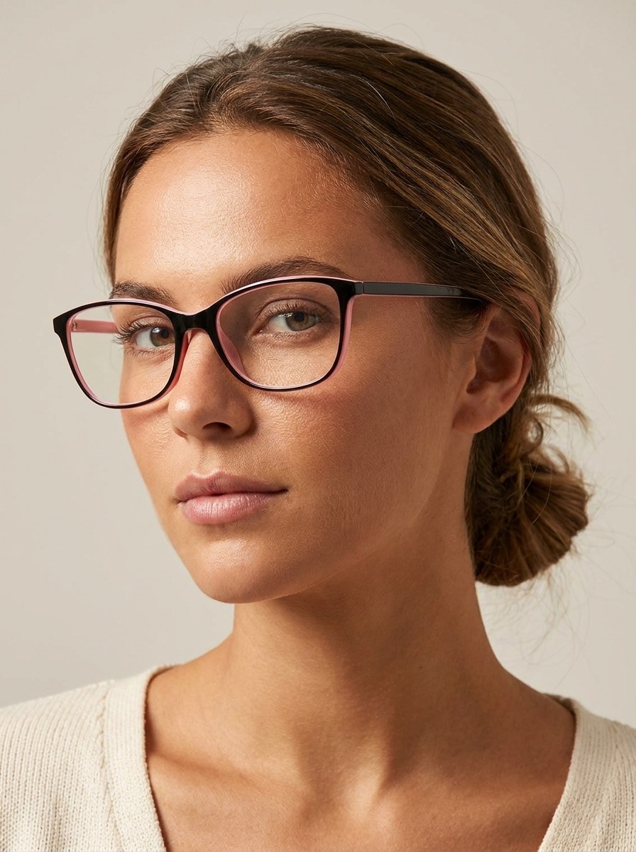 Model wearing Hazel glasses