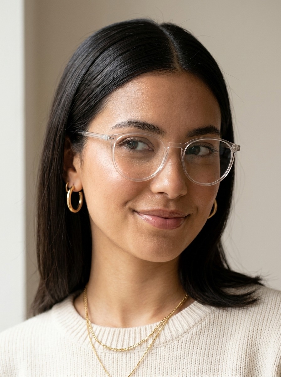 Model wearing Hollie glasses