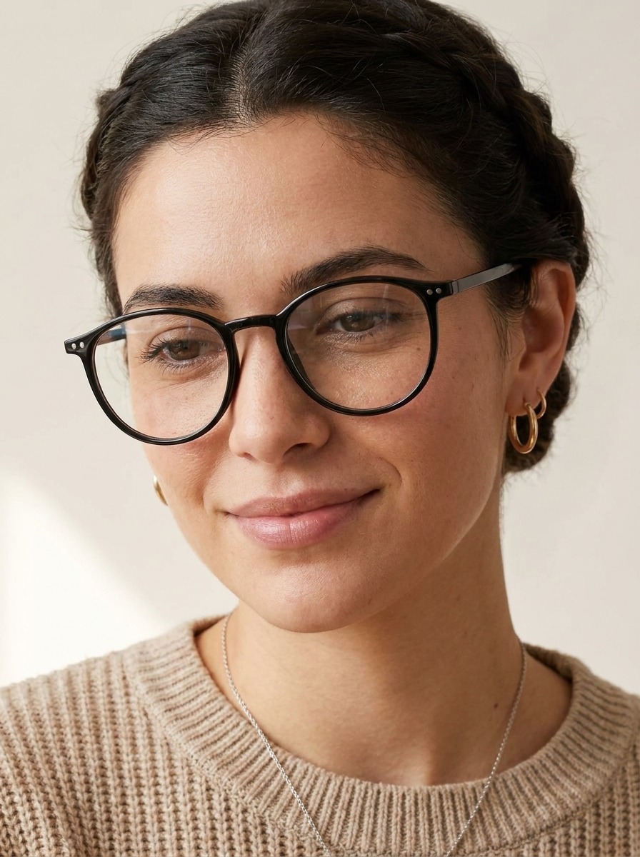 Model wearing Hollie glasses