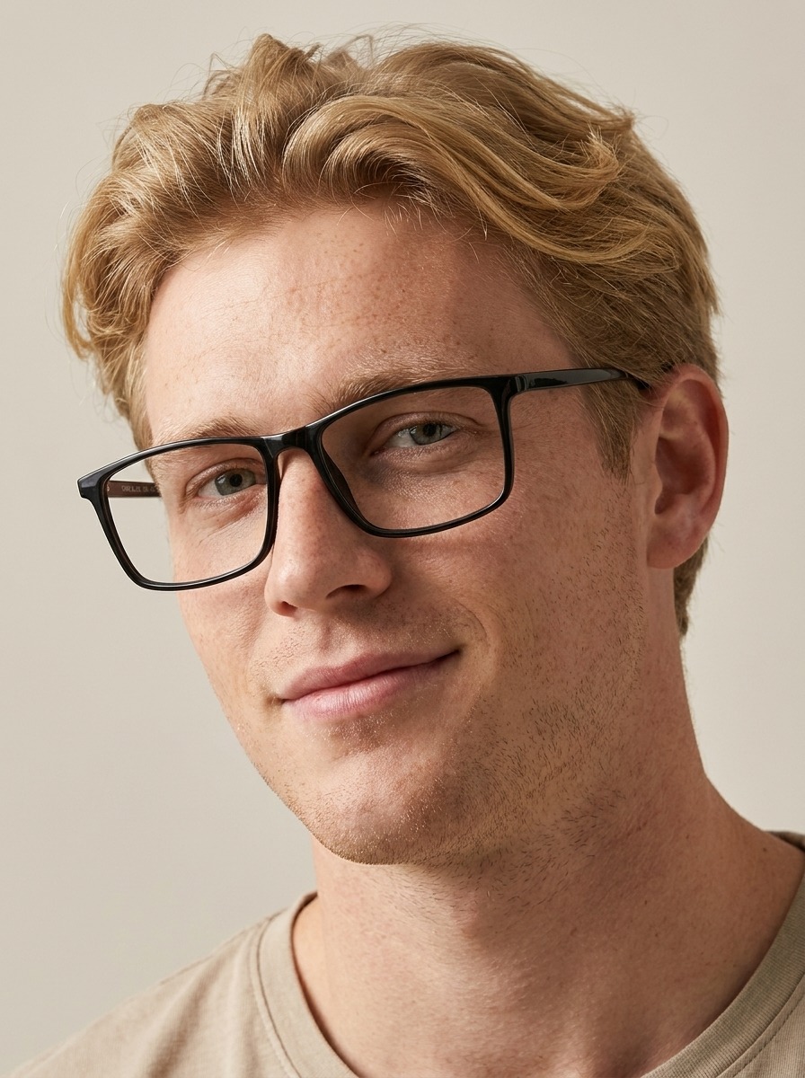 Man wearing Jamie glasses