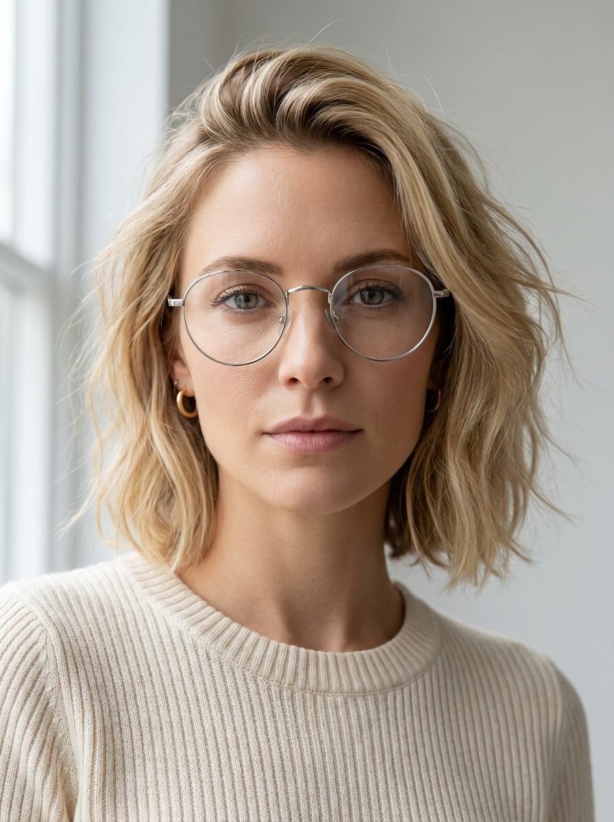 Model wearing Jenner glasses