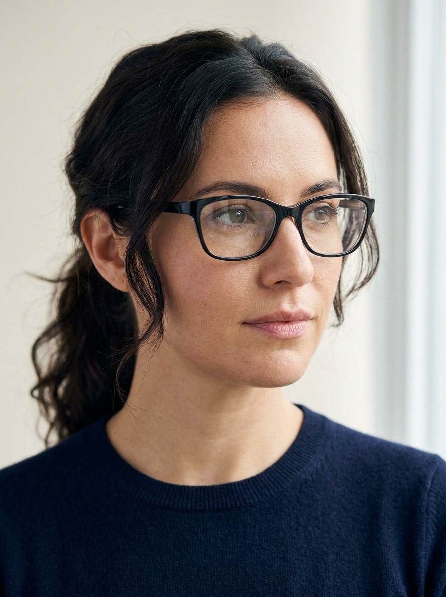 Model wearing Julia glasses