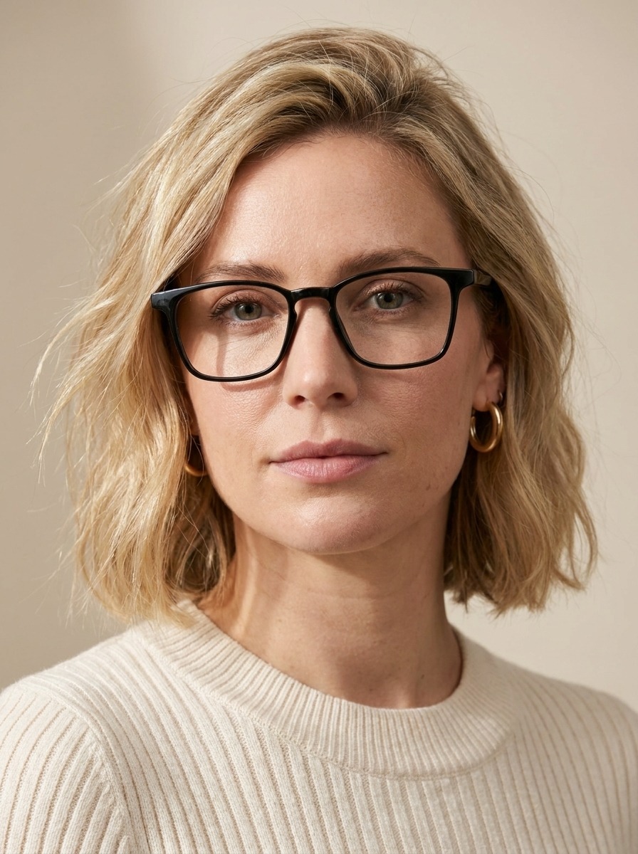 Model wearing Juno glasses