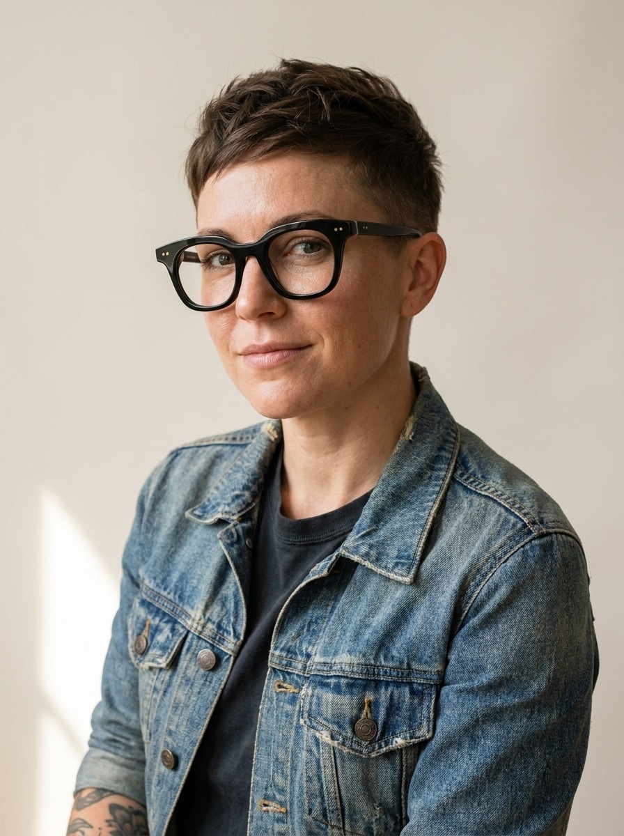 Model wearing Leopold glasses