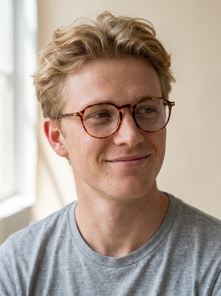Model wearing Liam glasses