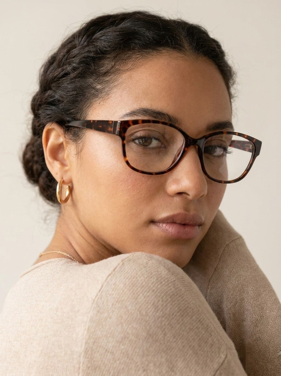 Model wearing Lockley glasses