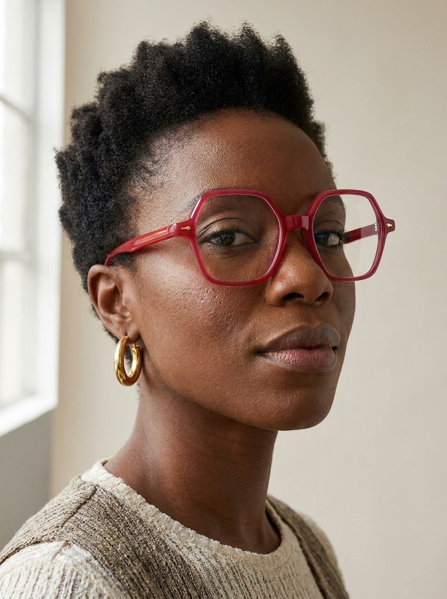 Model wearing Mabel glasses