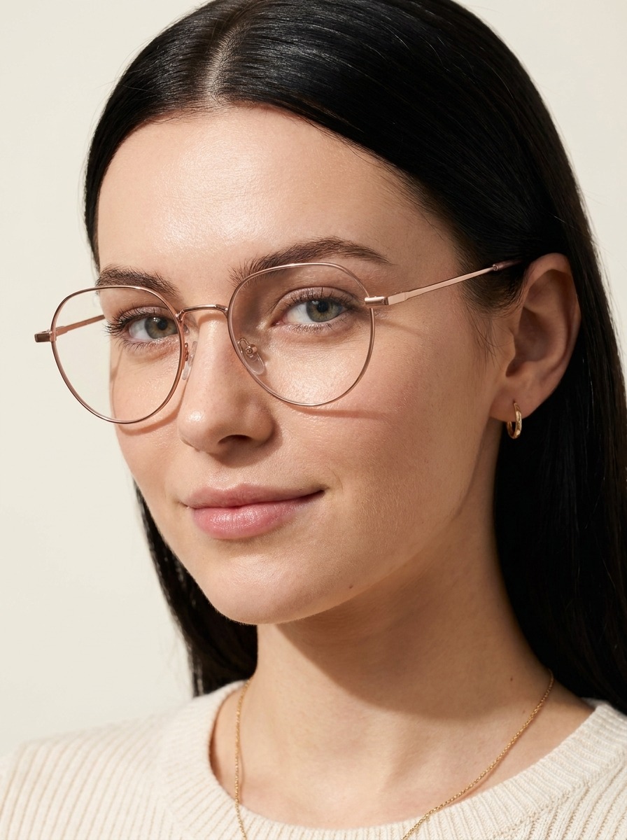 Model wearing Mollie glasses
