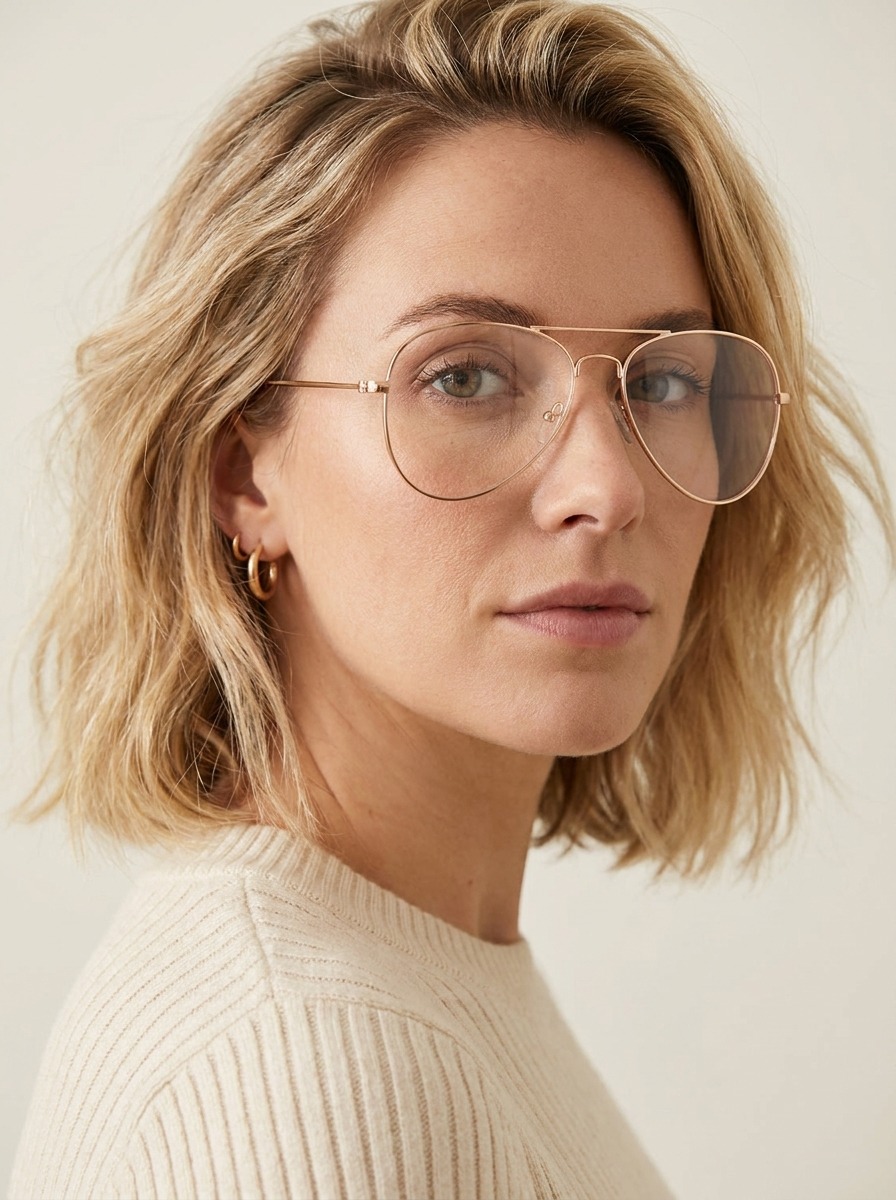 Model wearing Nala glasses