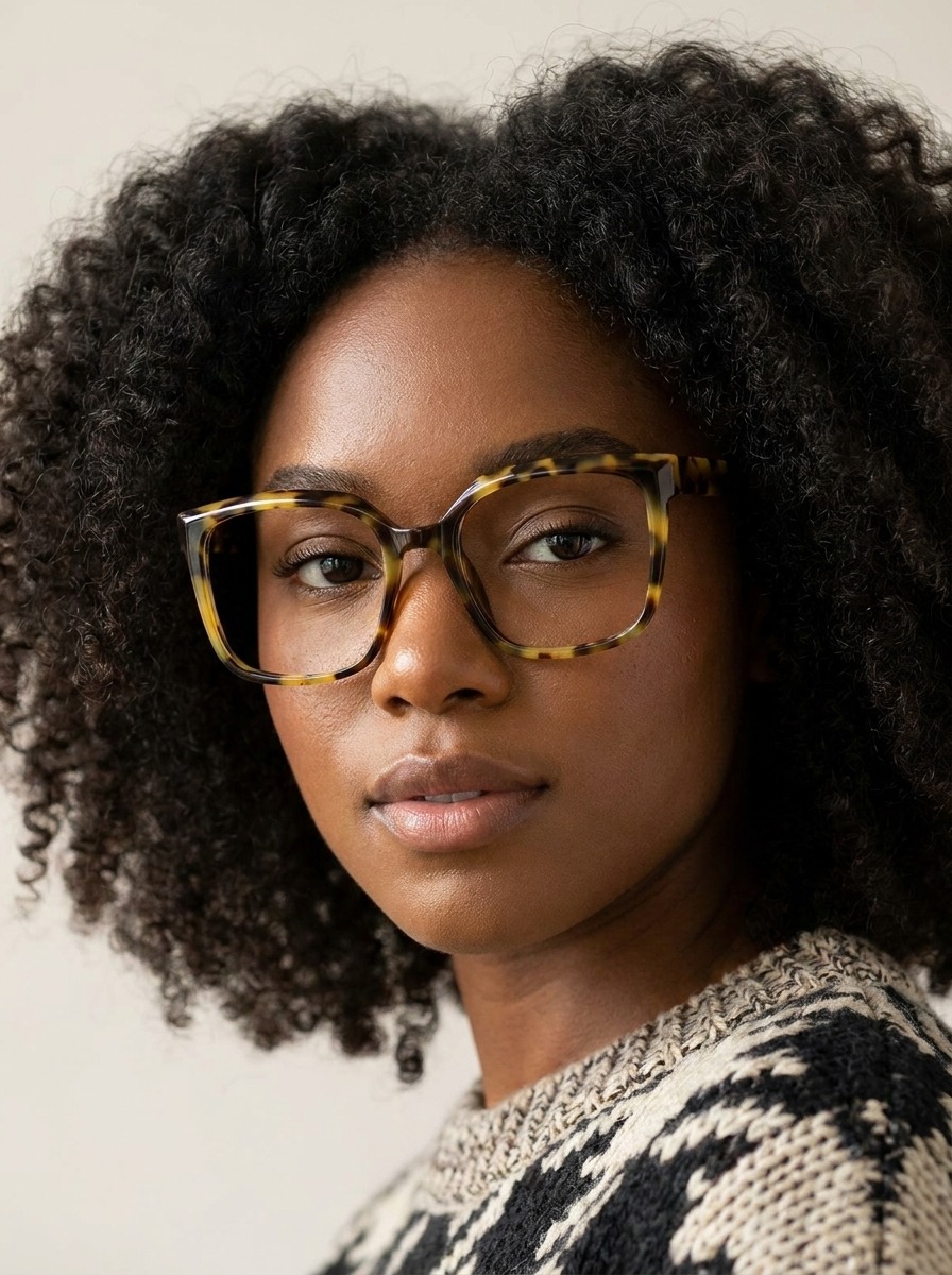 Model wearing Nora glasses
