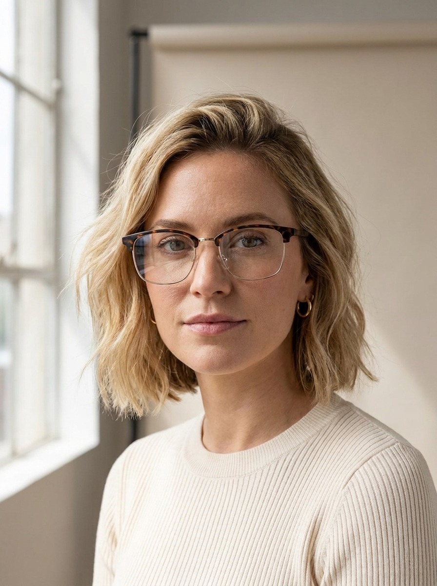 Model wearing Parker glasses