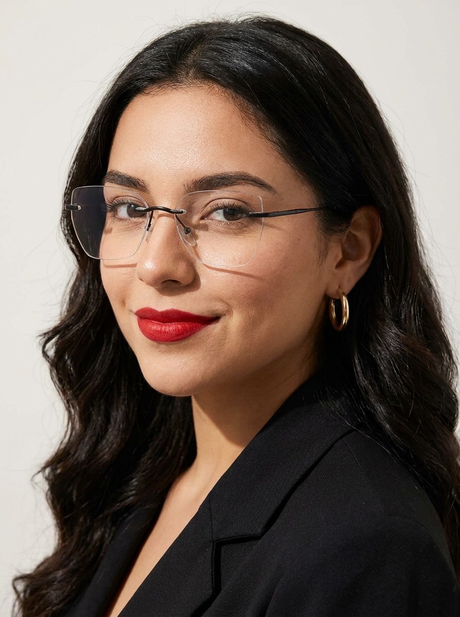 Model wearing Percy glasses