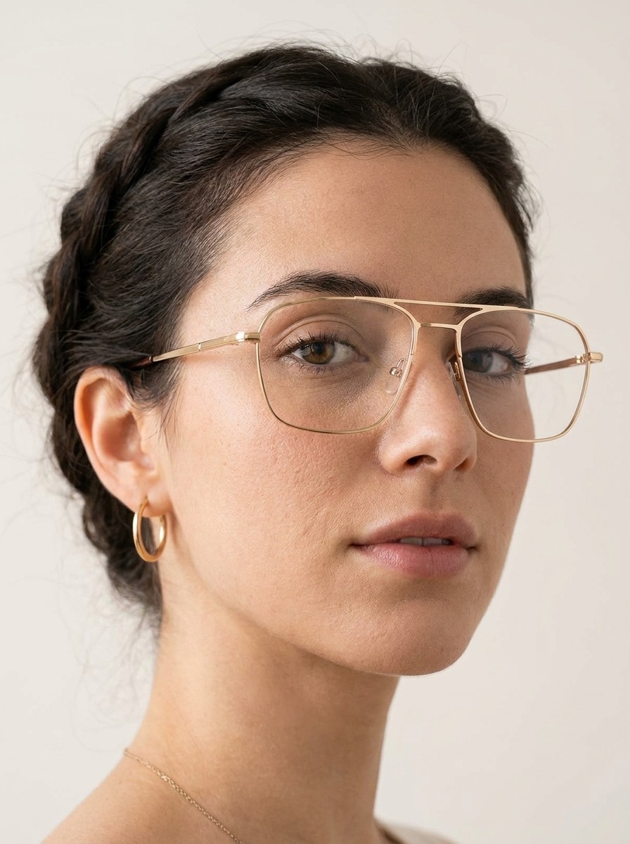 Model wearing Quinn glasses