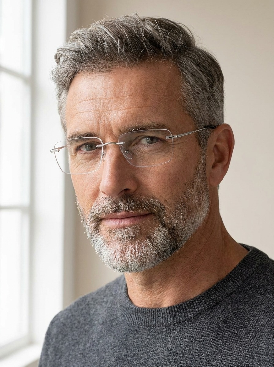 Model wearing Reuben glasses