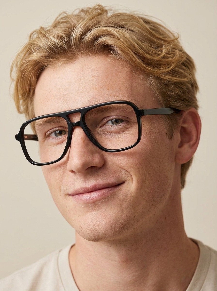 Model wearing Roman glasses