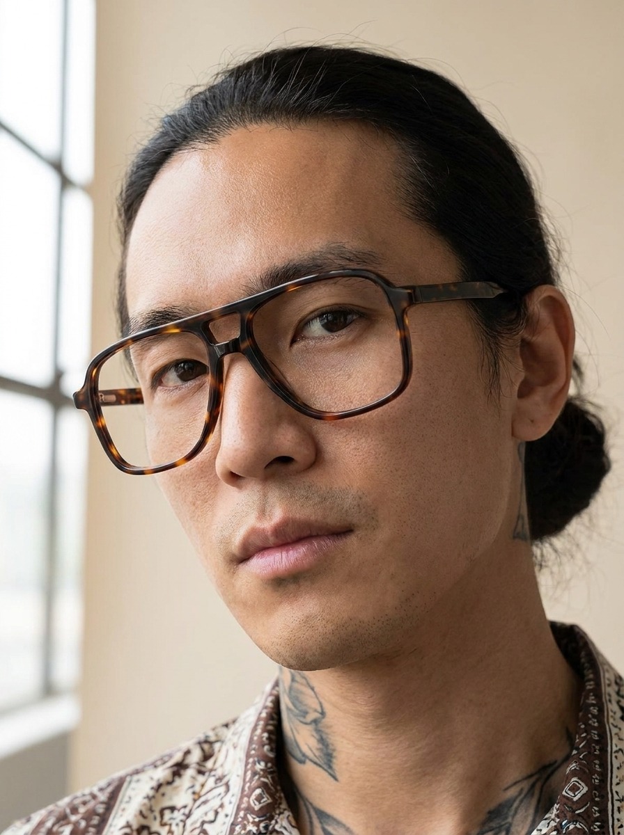 Model wearing Roman glasses