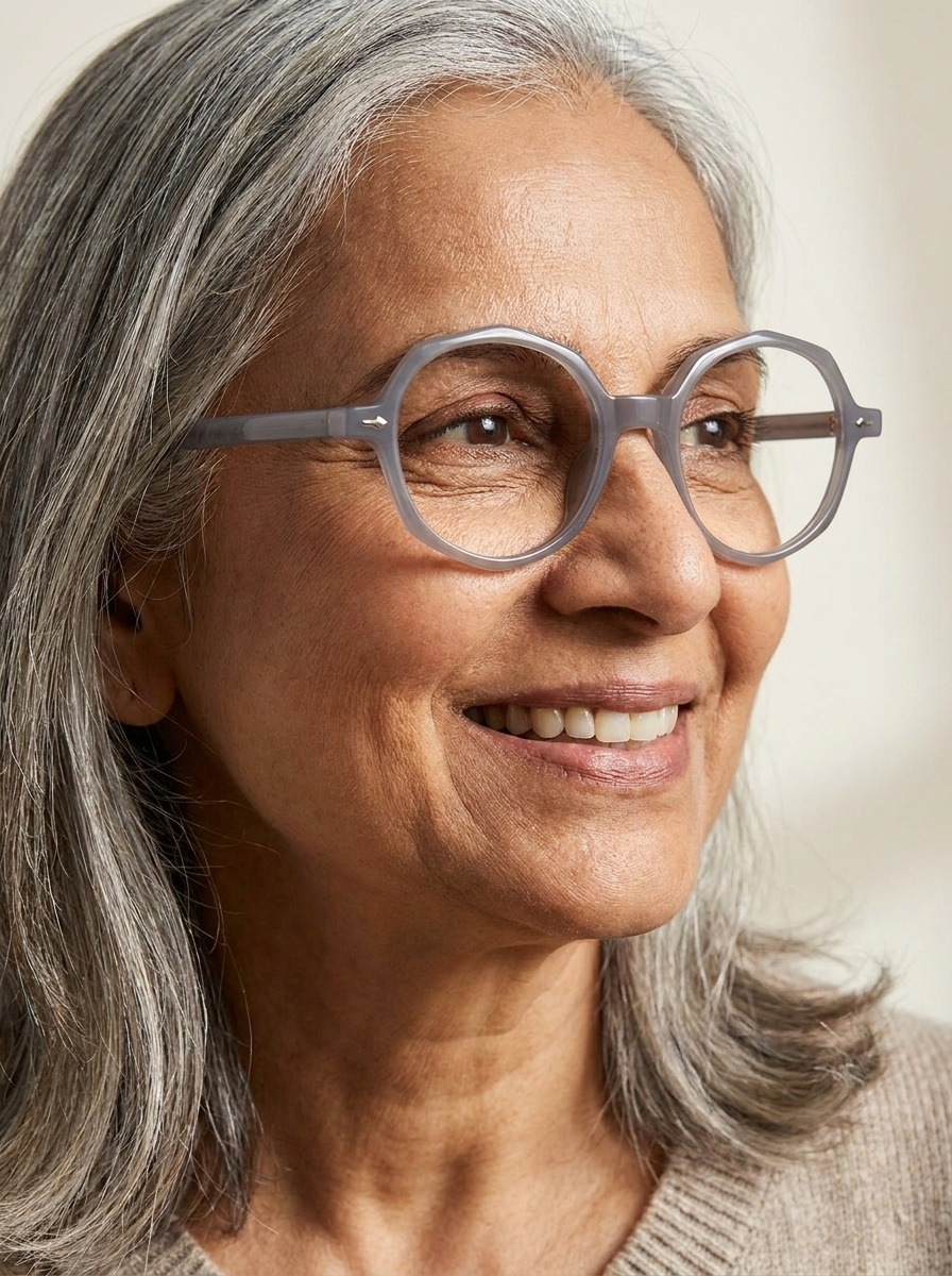 Model wearing Rosali glasses
