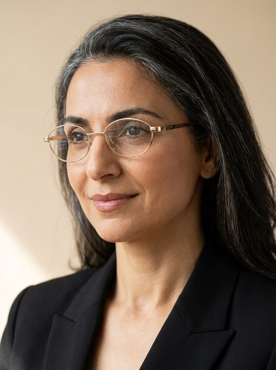 Model wearing Selina glasses