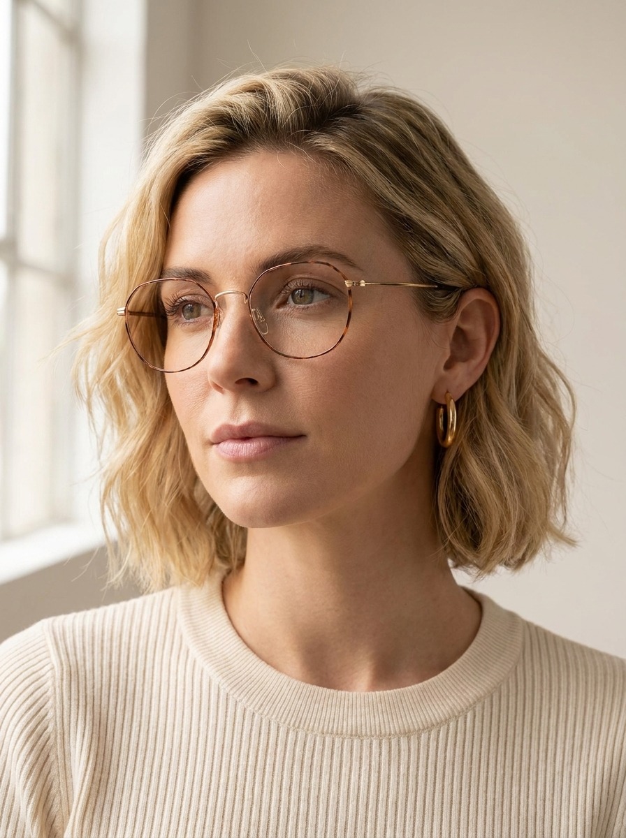Model wearing Siobhan glasses