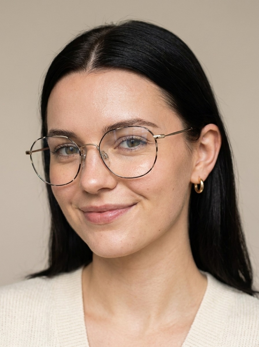 Model wearing Siobhan glasses