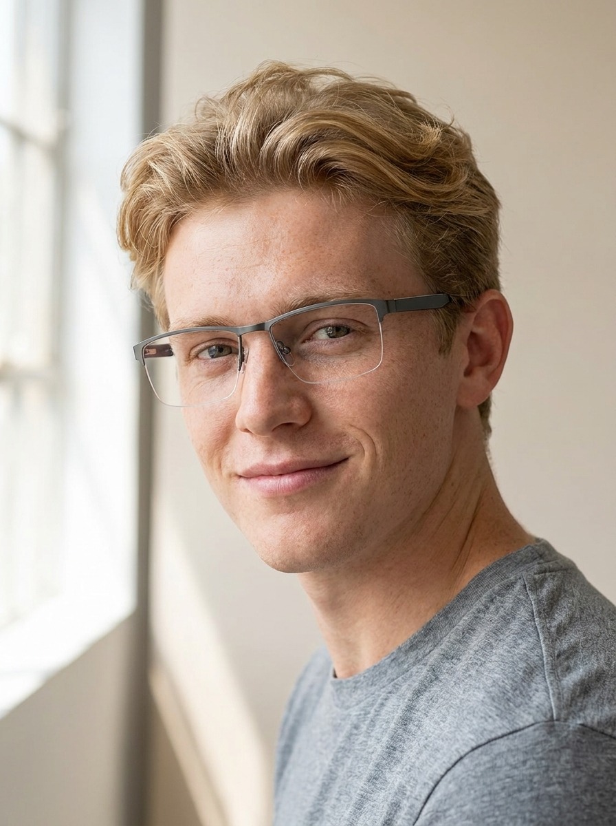 Model wearing Terrance glasses