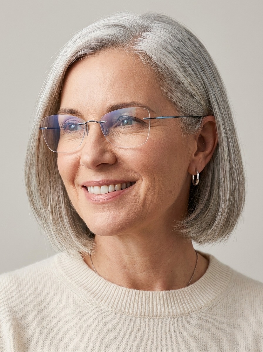 Model wearing Whitney glasses