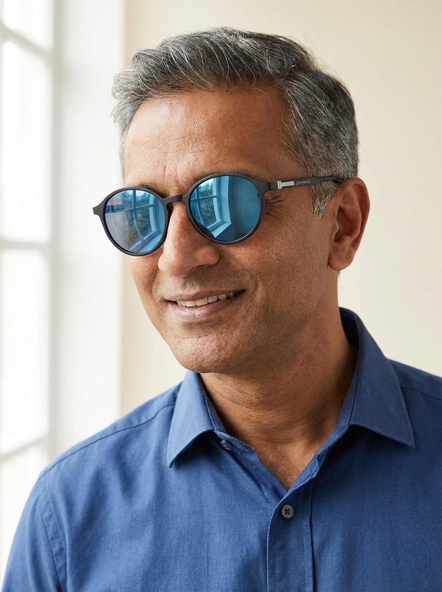 Model wearing Boden glasses